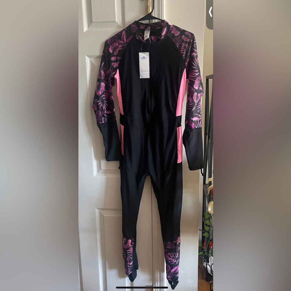 Black and Pink Floral Women's Swimwear